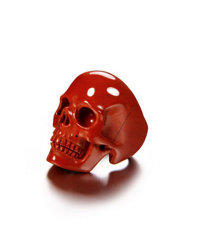 Gem Skull Ring of Solid Red Jasper Carved Skull