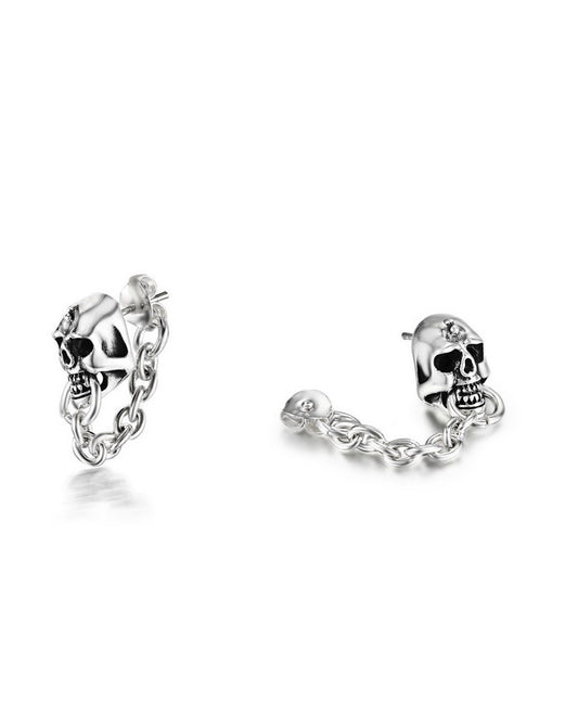 Gem Skull Earrings  in 925 Sterling Silver