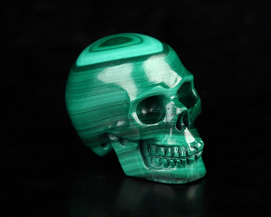 Gem Skull of Malachite Carved Skull, Realistic