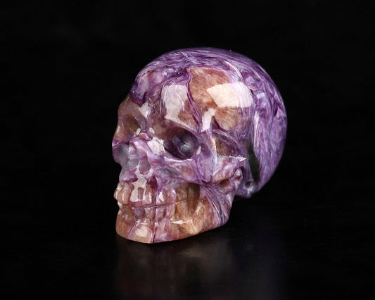 Gem Skull of Russian Charoite Carved Skull, Realistic