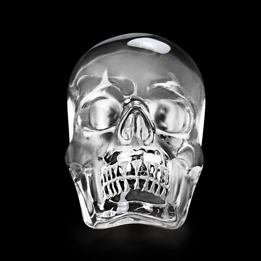 Gem Skull Ring of Quartz Rock Crystal Carved Skull in 925 Sterling Silver