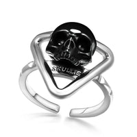The Threshold Seal - Gem Skull Ring of Black Obsidian Hand Carved Skull with 925 Sterling Silver