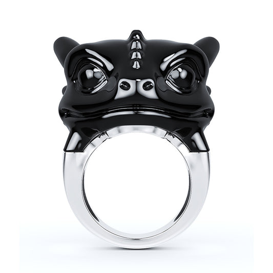 Black Obsidian Toothless Dragon Ring