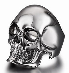 The Master - Black Rutanium & 925 Sterling Silver Plated Skull Ring, for Women & Men