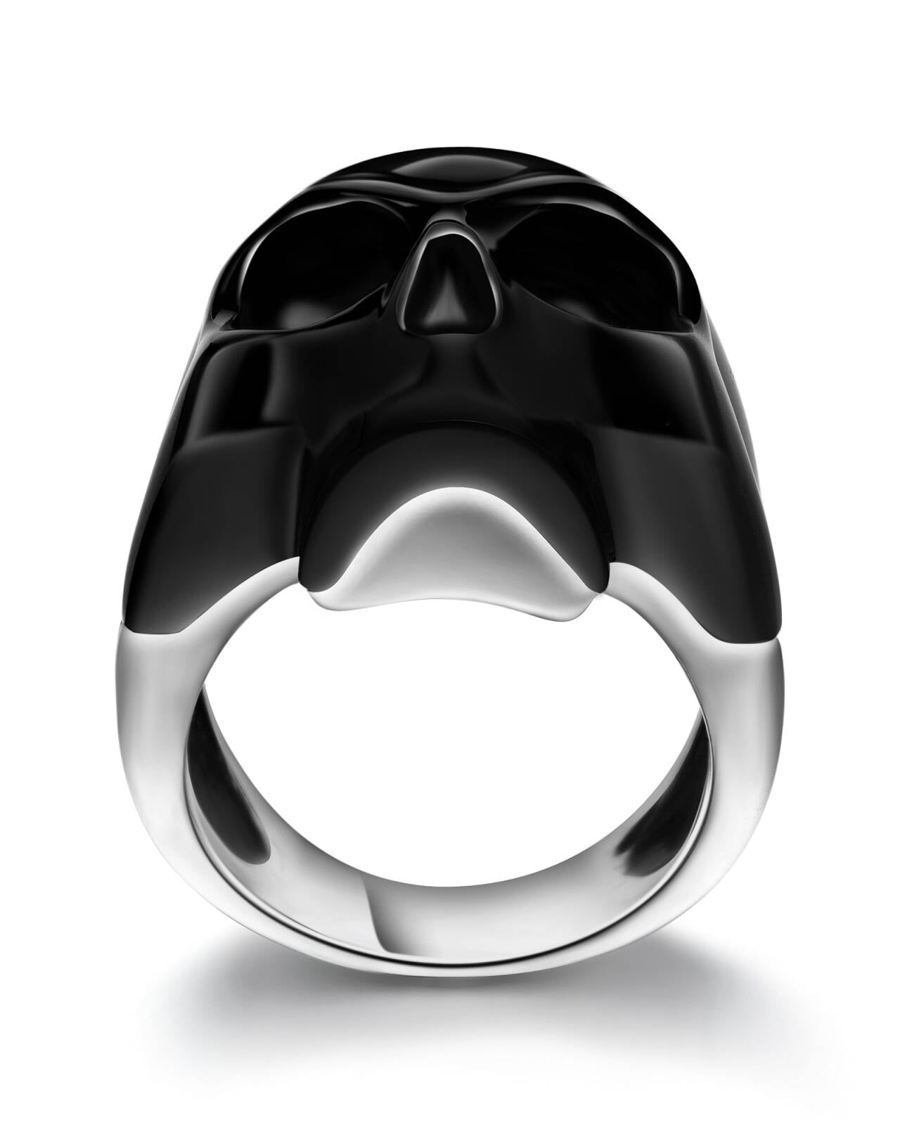 Skullis Signature Black Obsidisn Gem Skull Ring Hand Carved Sterling Silver For Women & Men Rings
