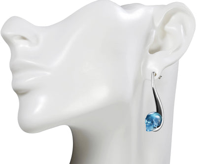Gem Skull Earrings Of Aquamarine Carved Skull In 925 Sterling Silver Skull Earrings