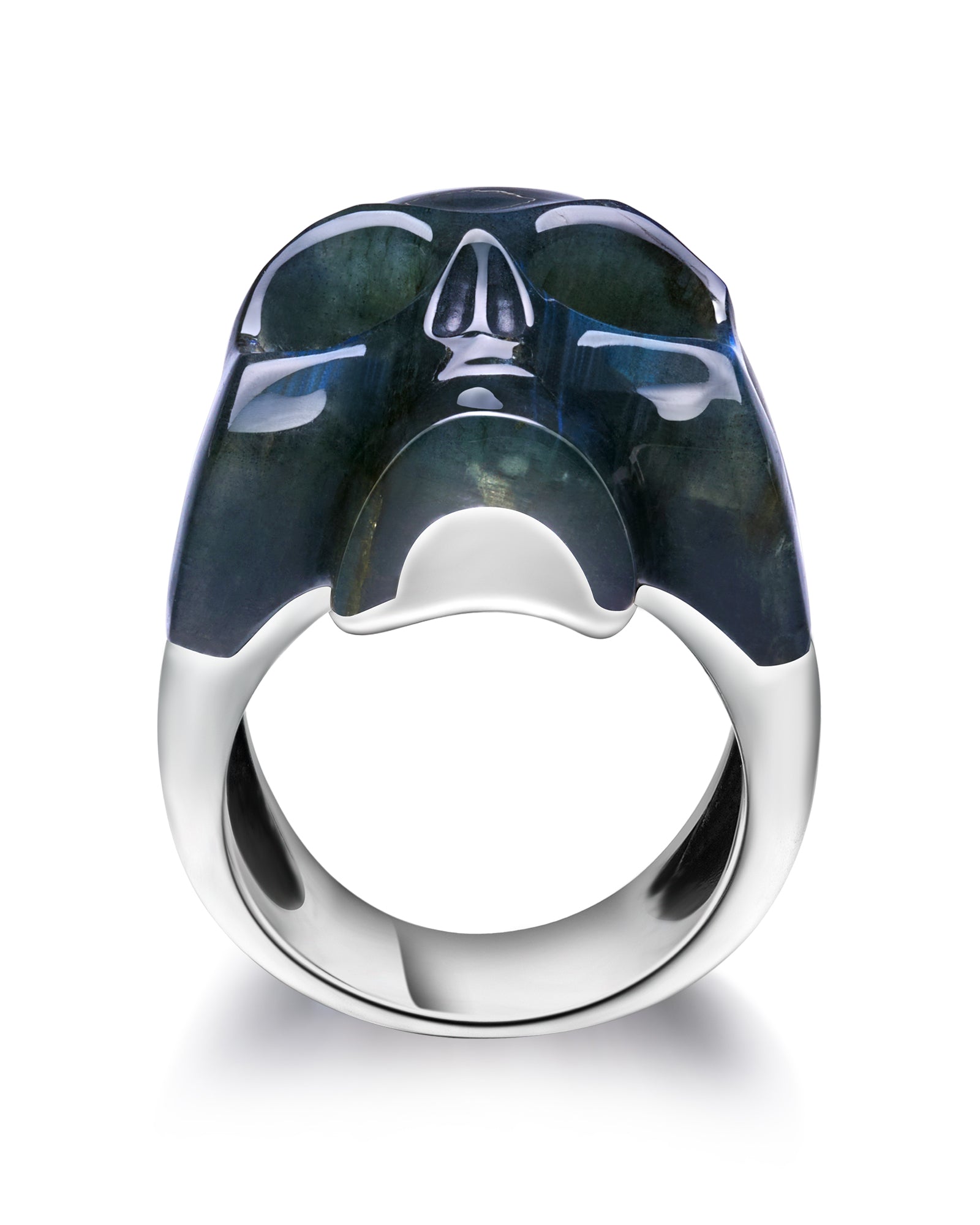 Skullis Signature Labradorite Gem Skull Ring Hand Carved Sterling Silver For Women & Men Rings
