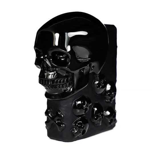 The Many Within - 2.6" Black Obsidian Hand Carved Crystal Skull Pocket Stone, Crystal Healing