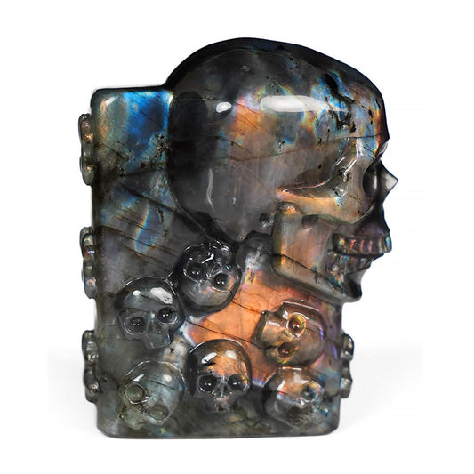 The One Within - 2.6" Finnish Labradorite Hand Carved Crystal Skull Pocket Stone, Crystal Healing