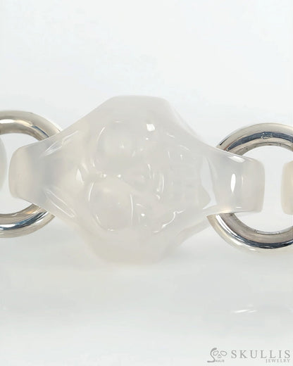 Gem Skull Bracelet of Agate Carved Skull in 925 Sterling Silver Skull Bracelets