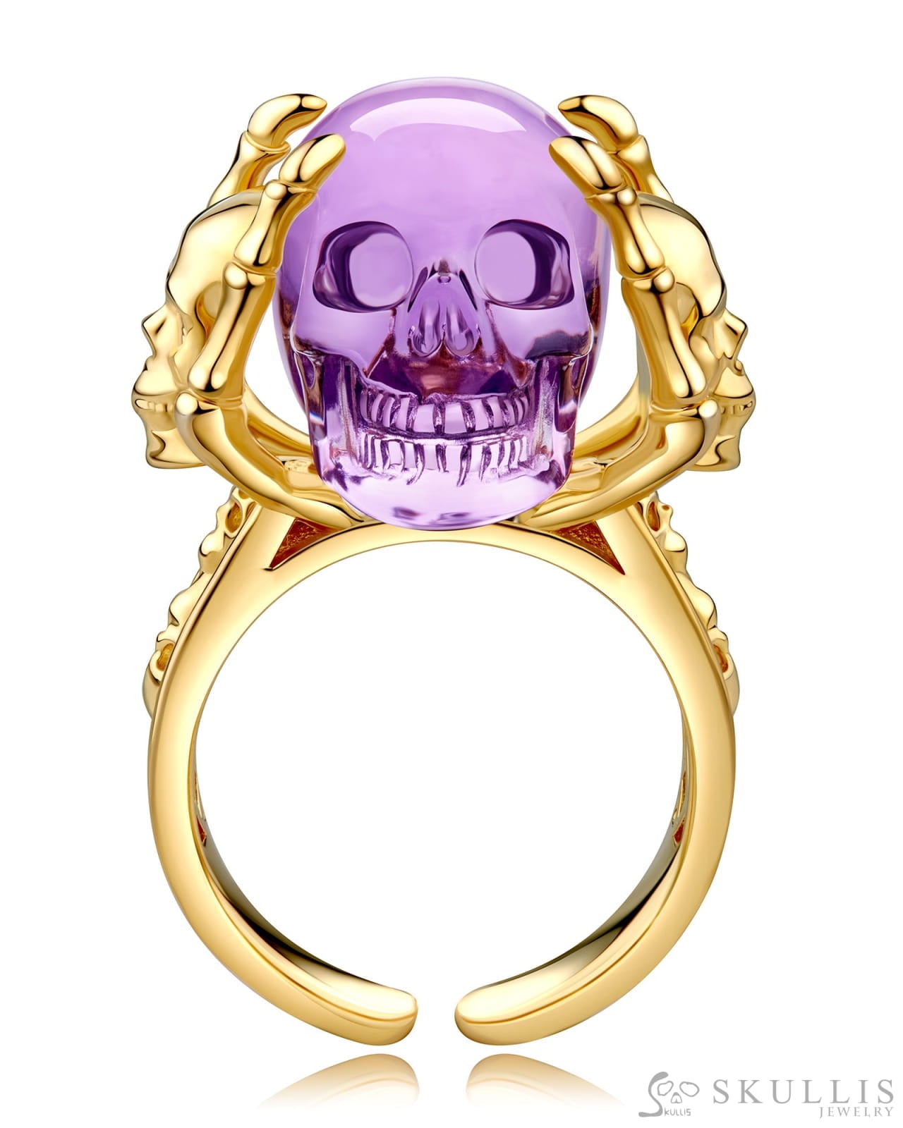 Gem Skull Ring of Amethyst Carved Skull Skull Rings