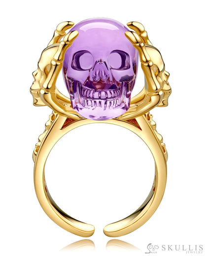 Gem Skull Ring of Amethyst Carved Skull Skull Rings