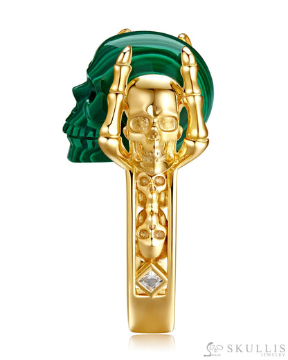 Gem Skull Ring of Malachite Carved Skull Skull Rings