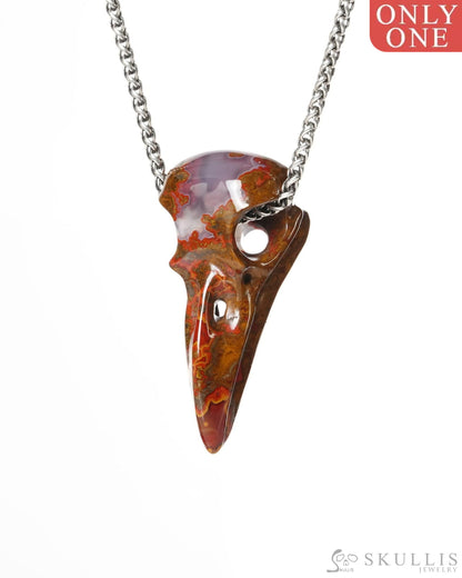 Gem Raven Skull Pendant Necklace of Agate Crystal Raven Pendant - ZR19900185 Skull Pendants