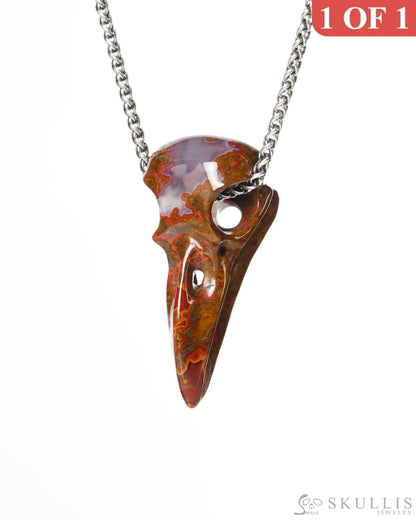 Gem Raven Skull Pendant Necklace of Agate Crystal Raven Pendant - ZR19900185 Skull Pendants