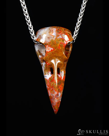 Gem Raven Skull Pendant Necklace of Agate Crystal Raven Pendant - ZR19500392 Skull Pendants