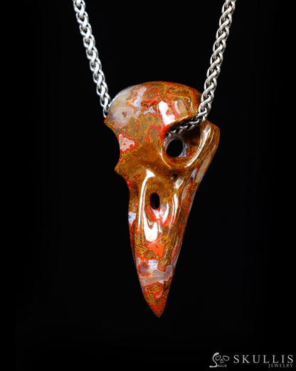 Gem Raven Skull Pendant Necklace of Agate Crystal Raven Pendant - ZR19500392 Skull Pendants