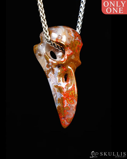Gem Raven Skull Pendant Necklace of Agate Crystal Raven Pendant - ZR19500392 Skull Pendants