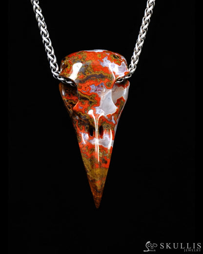 Gem Raven Skull Pendant Necklace of Agate Crystal Raven Pendant - ZR19500393 Skull Pendants