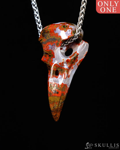 Gem Raven Skull Pendant Necklace of Agate Crystal Raven Pendant - ZR19500393 Skull Pendants