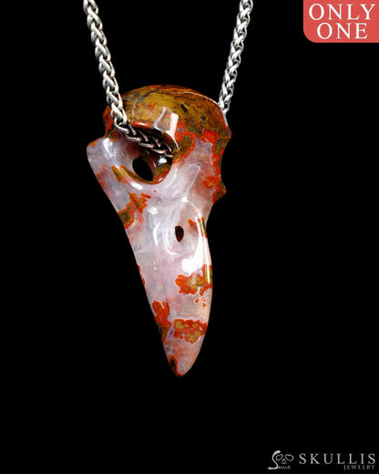 Gem Raven Skull Pendant Necklace of Agate Crystal Raven Pendant - ZR19500394 Skull Pendants