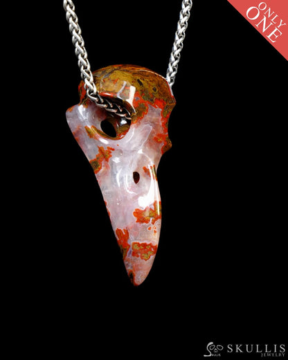 Gem Raven Skull Pendant Necklace of Agate Crystal Raven Pendant - ZR19500394 Skull Pendants