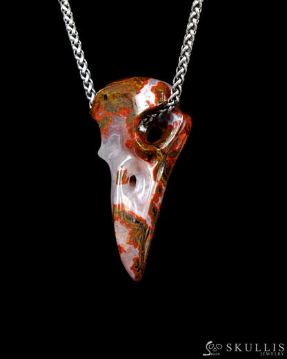 Gem Raven Skull Pendant Necklace of Agate Crystal Raven Pendant - ZR19500394 Skull Pendants