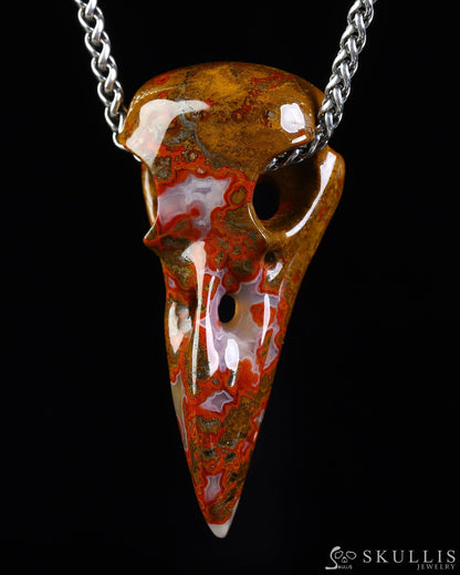 Gem Raven Skull Pendant Necklace of Agate Crystal Raven Pendant - ZR19800570 Skull Pendants