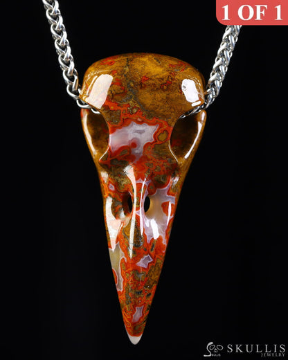 Gem Raven Skull Pendant Necklace of Agate Crystal Raven Pendant - ZR19800570 Skull Pendants