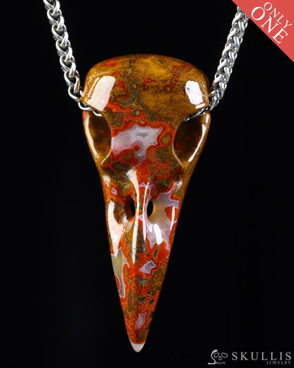 Gem Raven Skull Pendant Necklace of Agate Crystal Raven Pendant - ZR19800570 Skull Pendants