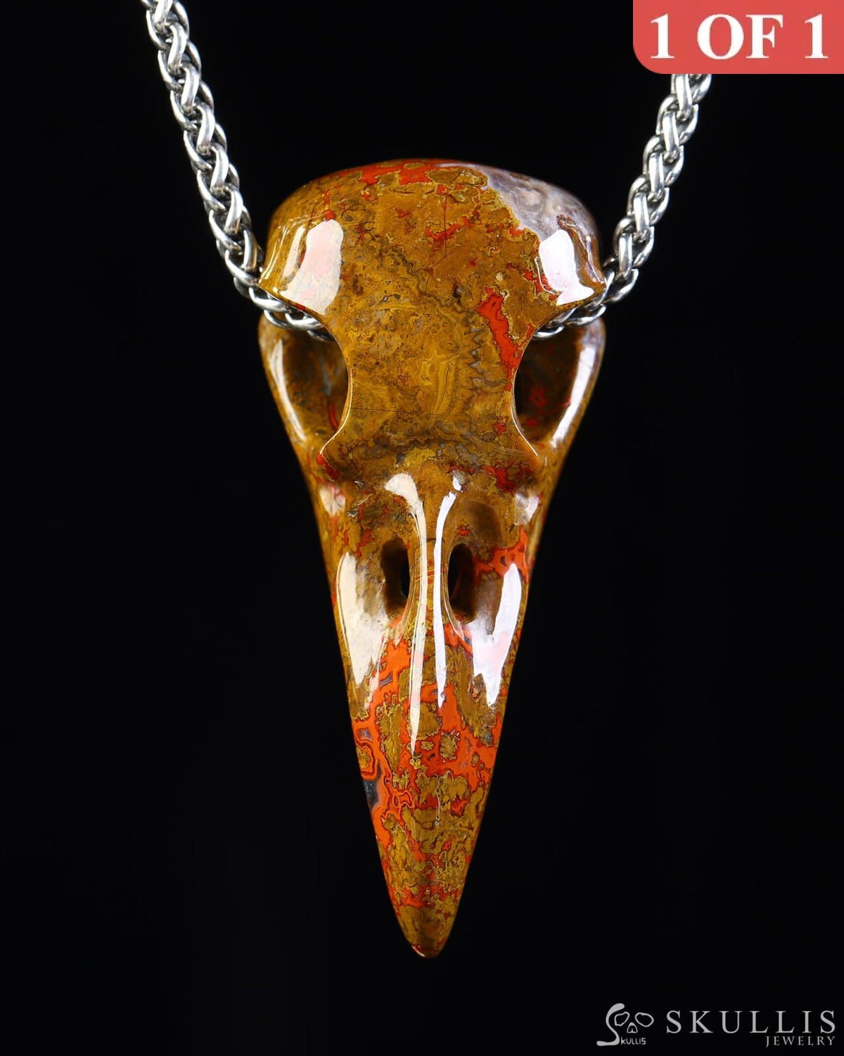 Gem Raven Skull Pendant Necklace of Agate Crystal Raven Pendant - ZR19800571 Skull Pendants