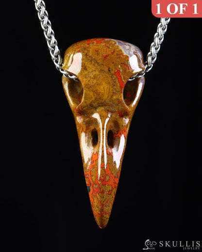 Gem Raven Skull Pendant Necklace of Agate Crystal Raven Pendant - ZR19800571 Skull Pendants