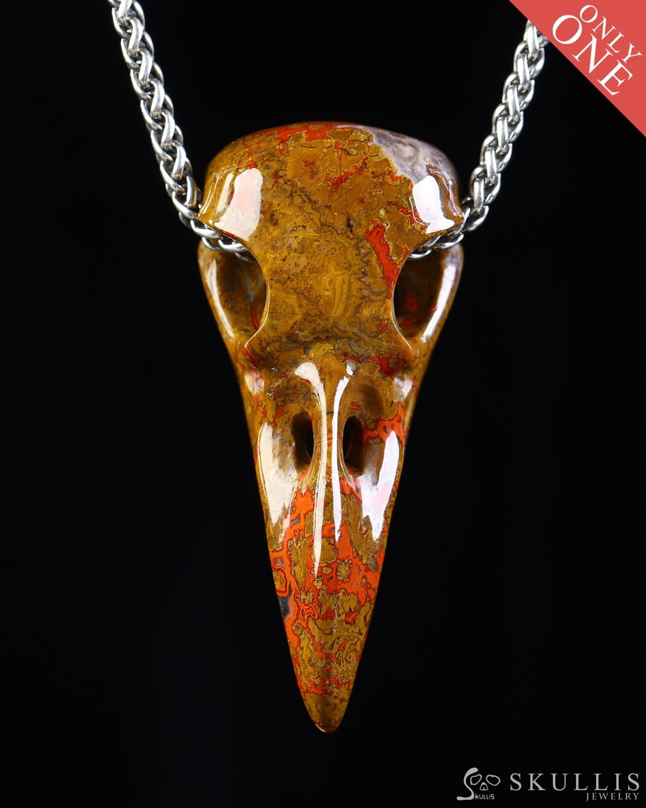 Gem Raven Skull Pendant Necklace of Agate Crystal Raven Pendant - ZR19800571 Skull Pendants