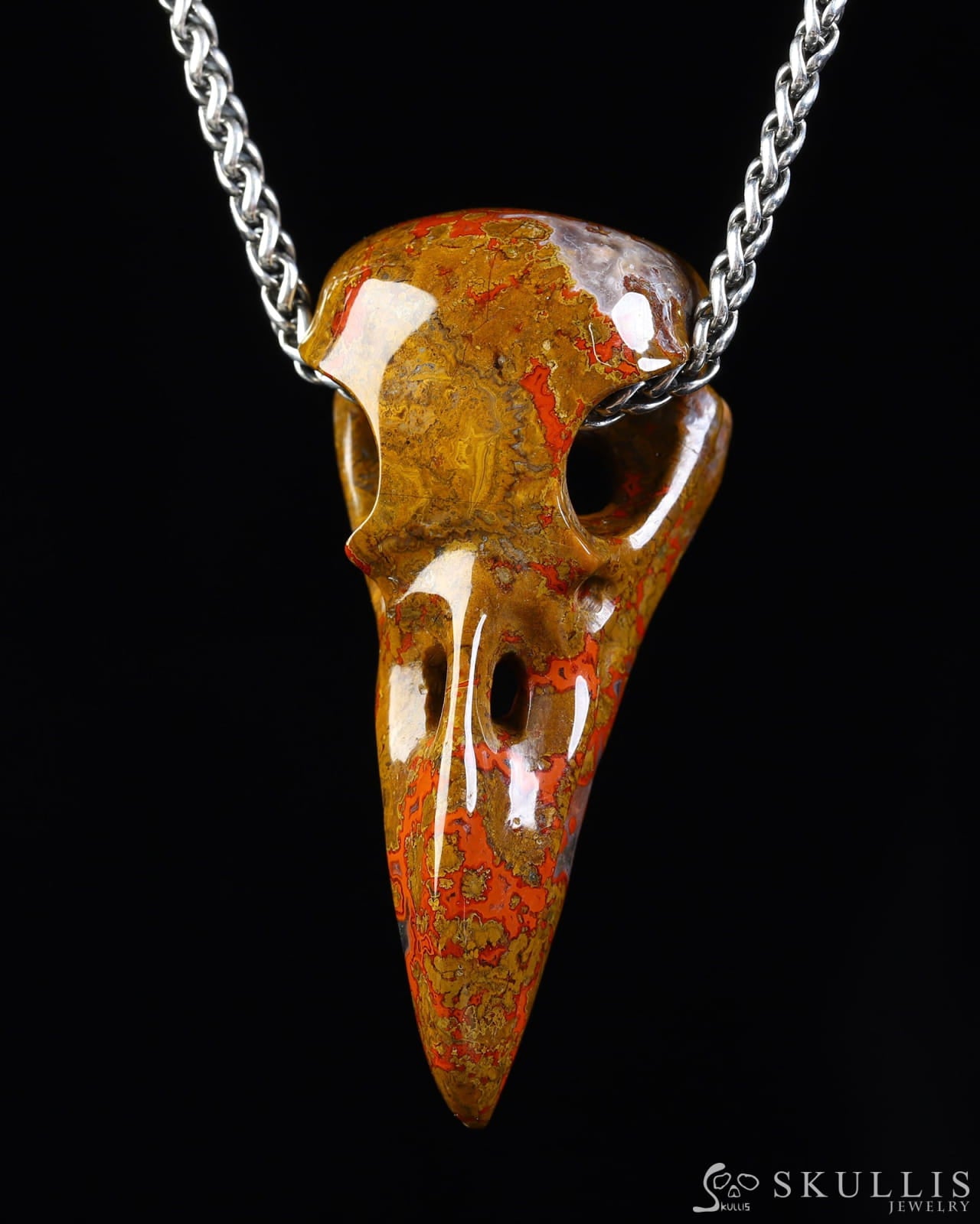 Gem Raven Skull Pendant Necklace of Agate Crystal Raven Pendant - ZR19800571 Skull Pendants