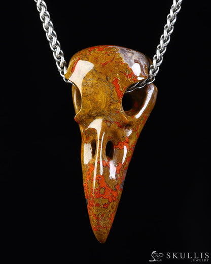 Gem Raven Skull Pendant Necklace of Agate Crystal Raven Pendant - ZR19800571 Skull Pendants
