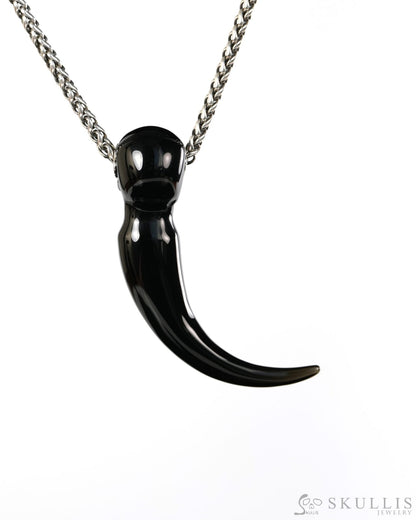 Dragon Tooth Skull Pendant - Gem Skull Pendant Necklace of Black Obsidian Carved Skull Necklace- 9900513 - Skull