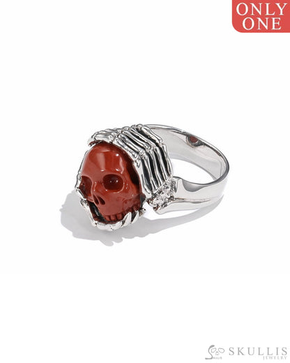 Gem Skull Ring Of Red Jasper Carved Skull In 925 Sterling Silver - 0506414 Skull Rings