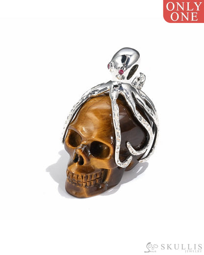 Gem Skull Pendant Necklace Of Amethyst Crystal Carved Skull With Detachable Silver Jaw In