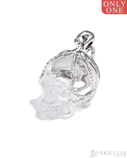 Gem Skull Pendant Necklace Of Quartz Rock Crystal Crystal Carved Skull With Detachable