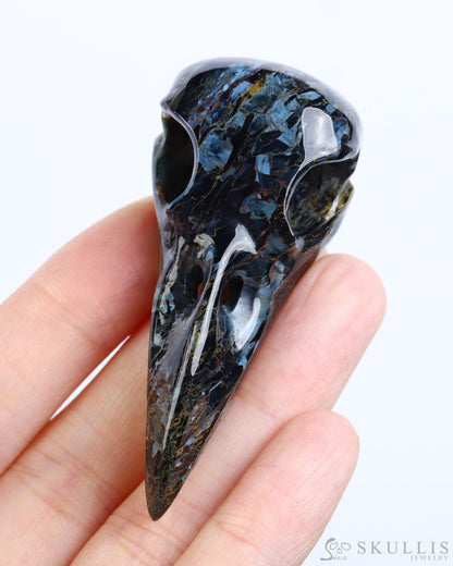 Gem Raven Skull Pendant Necklace of Pietersite Carved Raven Skull - ZR19800575 Skull Pendants