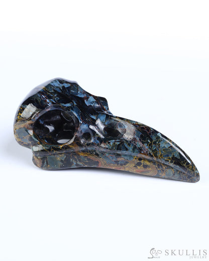 Gem Raven Skull Pendant Necklace of Pietersite Carved Raven Skull - ZR19800575 Skull Pendants