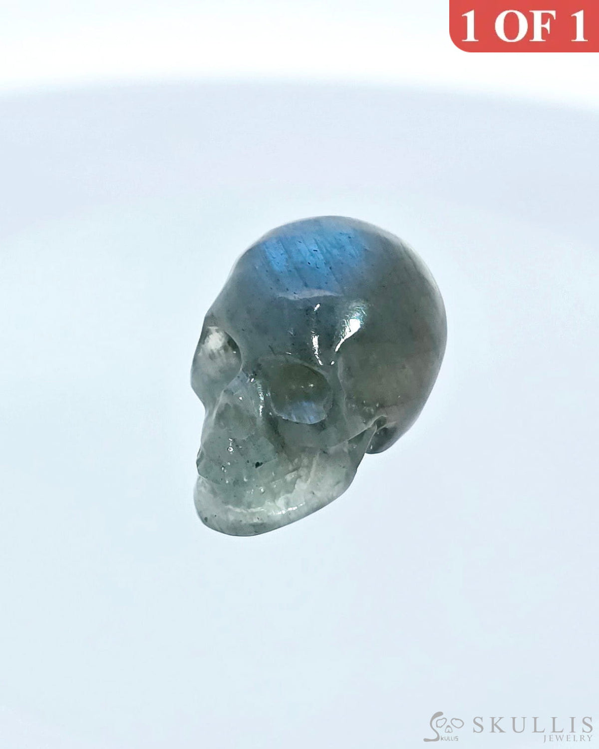 Flash 0.7’’ Labradorite Carved Gem Skull Skullis Realistic - I9500075 Tiny Gemstone