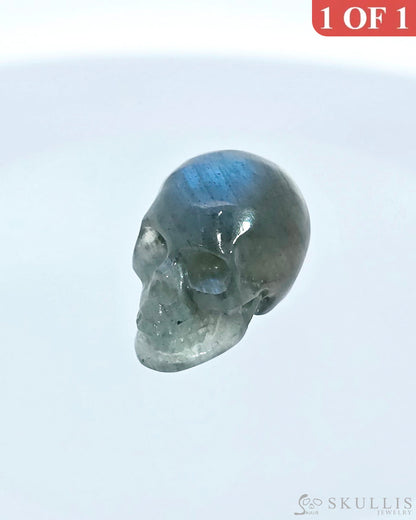 Flash 0.7’’ Labradorite Carved Gem Skull Skullis Realistic - I9500075 Tiny Gemstone