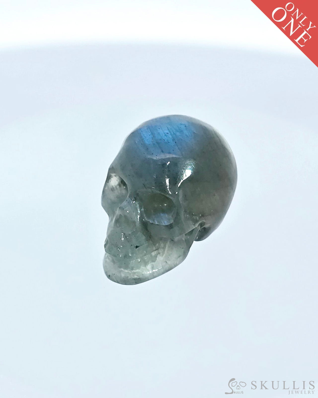 Flash 0.7’’ Labradorite Carved Gem Skull Skullis Realistic - I9500075 Tiny Gemstone