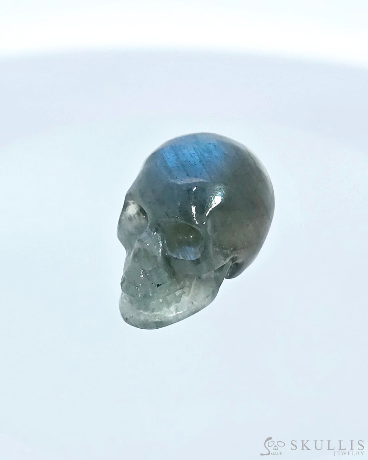 Flash 0.7’’ Labradorite Carved Gem Skull Skullis Realistic - I9500075 Tiny Gemstone