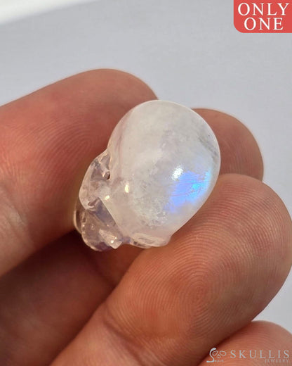 Gem Skull Of Moonstone Carved Realistic Tiny Gemstone