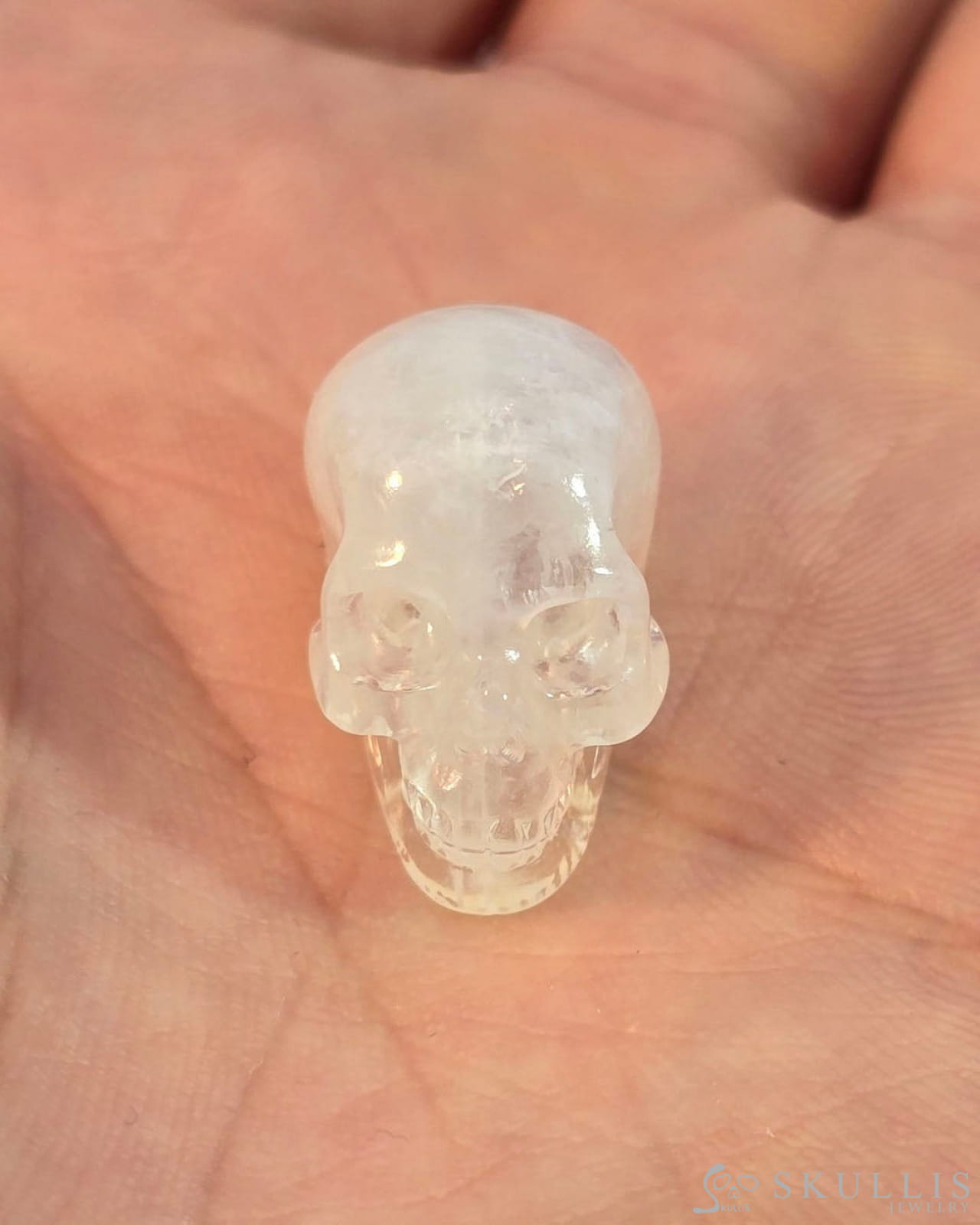 Gem Skull Of Moonstone Carved Realistic Tiny Gemstone