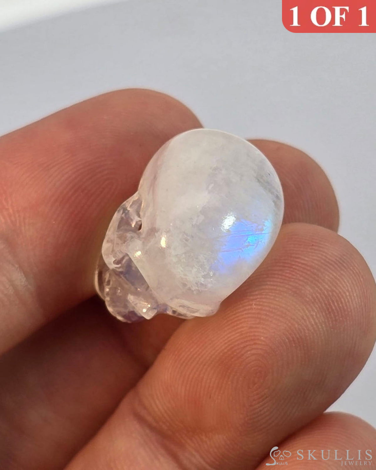Gem Skull Of Moonstone Carved Realistic Tiny Gemstone