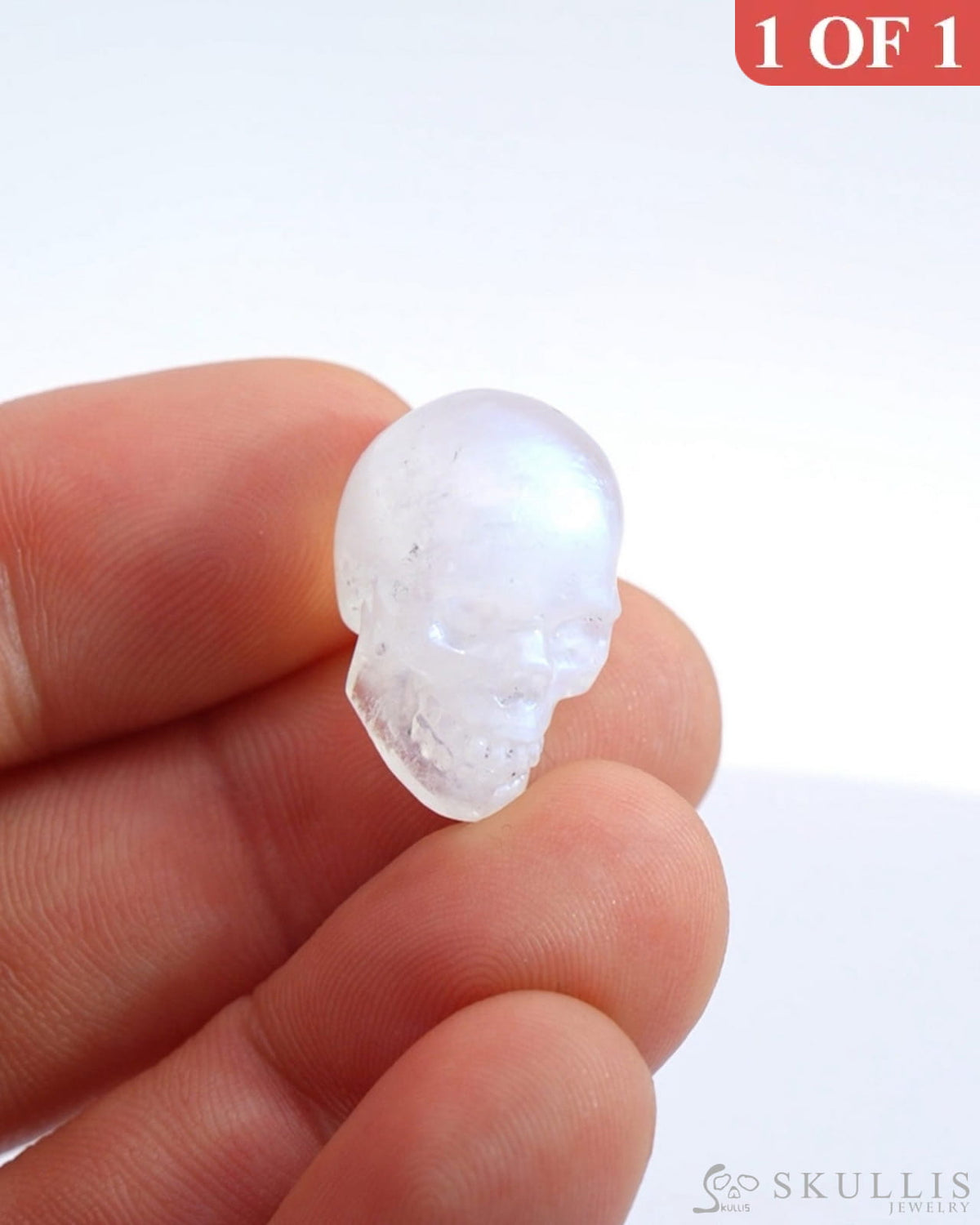 Flash 0.7’’ Moonstone Carved Gem Skull Skullis Realistic - 9500175 Tiny Gemstone