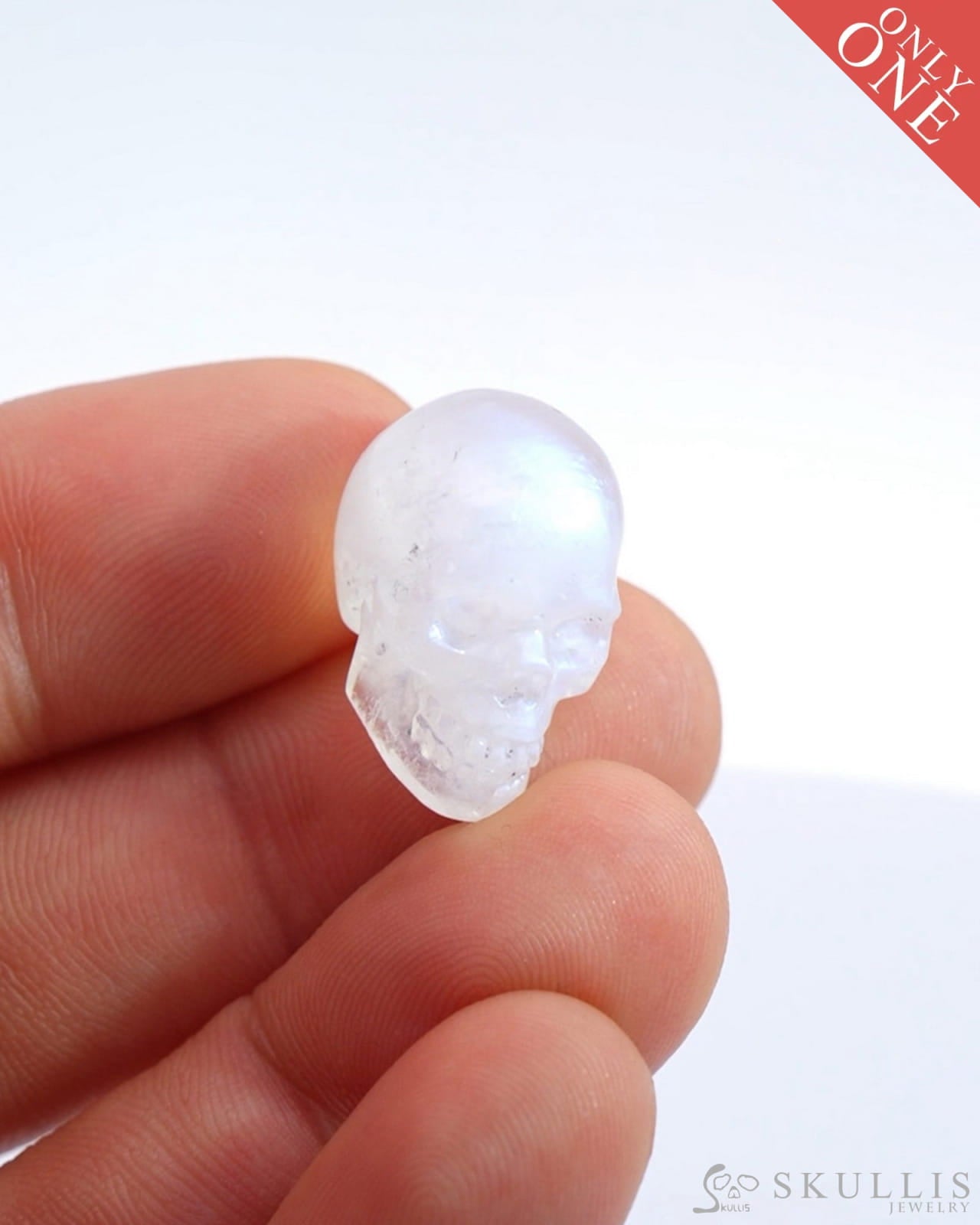 Flash 0.7’’ Moonstone Carved Gem Skull Skullis Realistic - 9500175 Tiny Gemstone